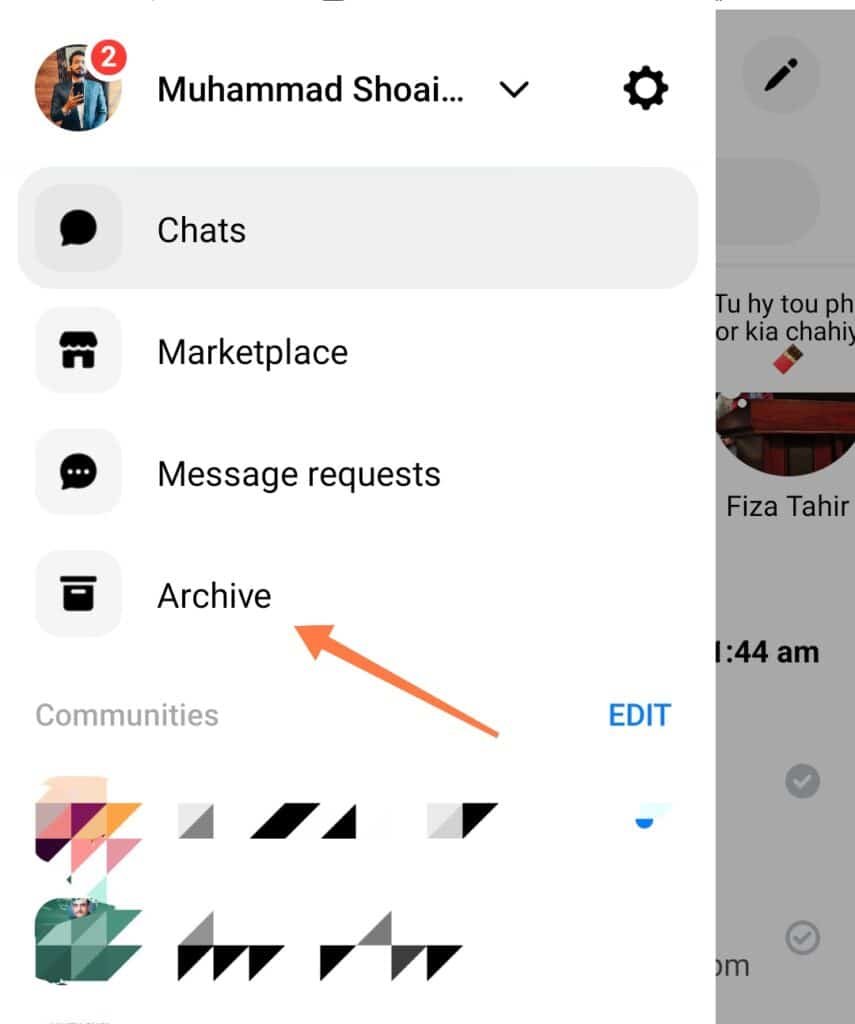 Selecting Archived Chats Option