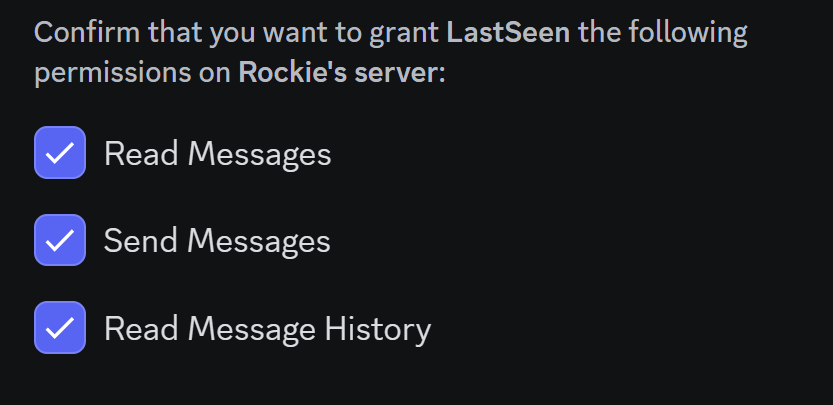Grant permission on LastSeen Bot