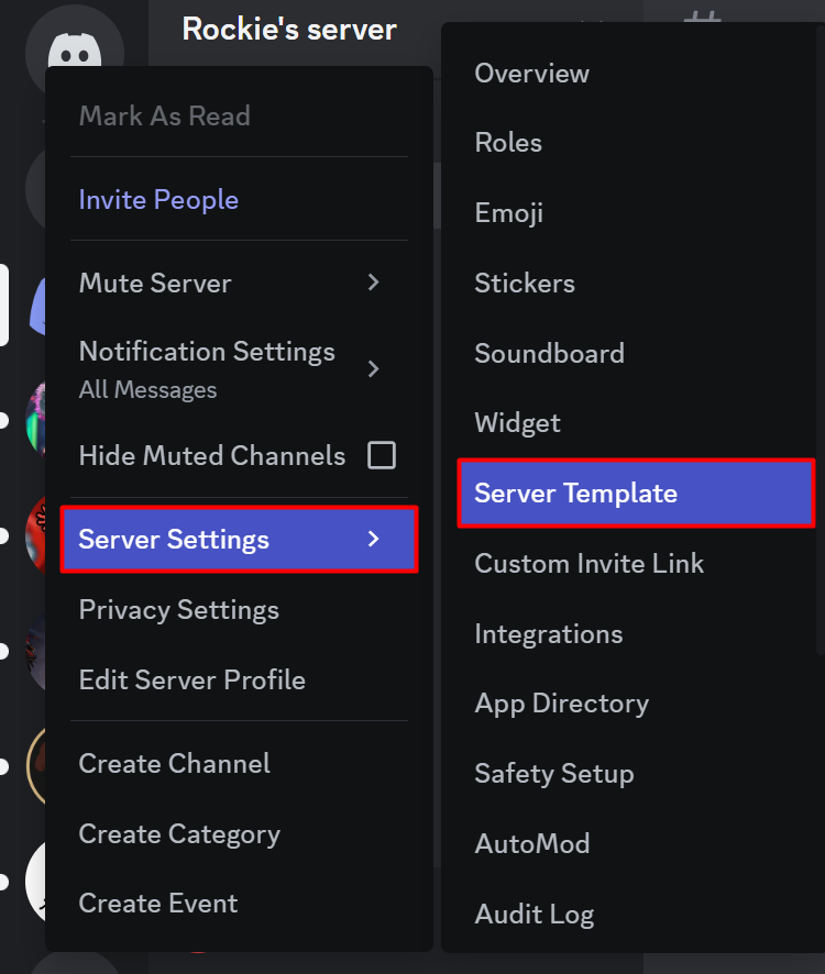 Choose the server you want to duplicate Discord PC