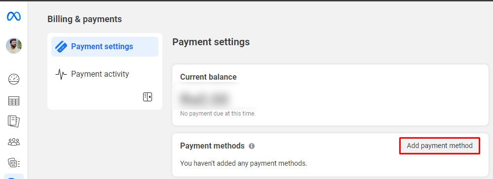 Click Add Payment Method