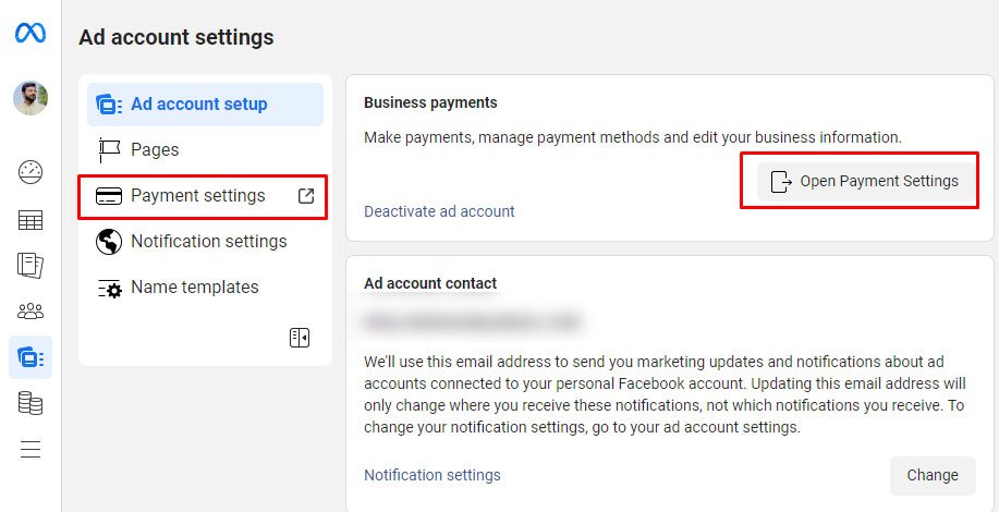 Click Open Payment Settings