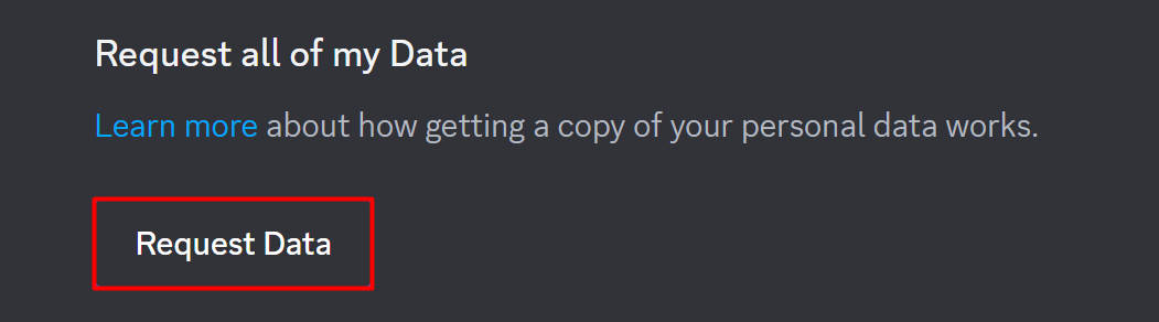 Click on Request Data on Discord PC