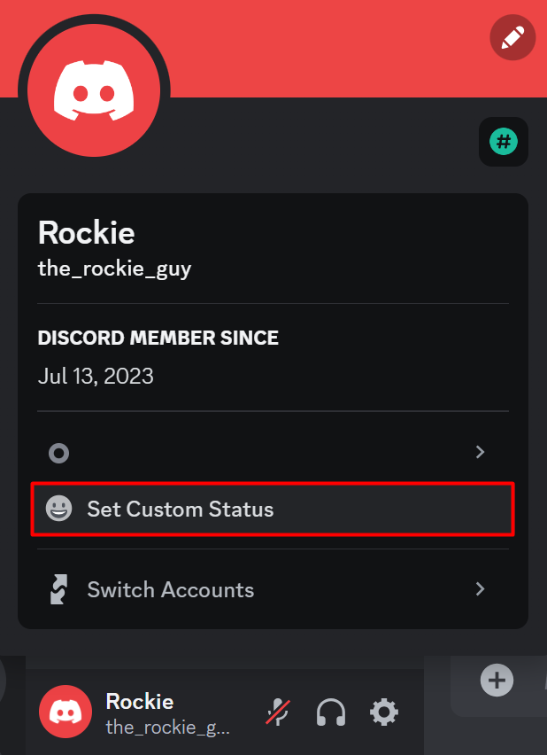 Click on Set Custom Status Discord