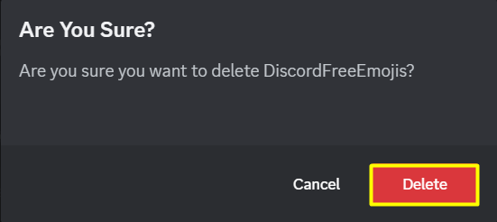 Confirm by clicking on Delete button