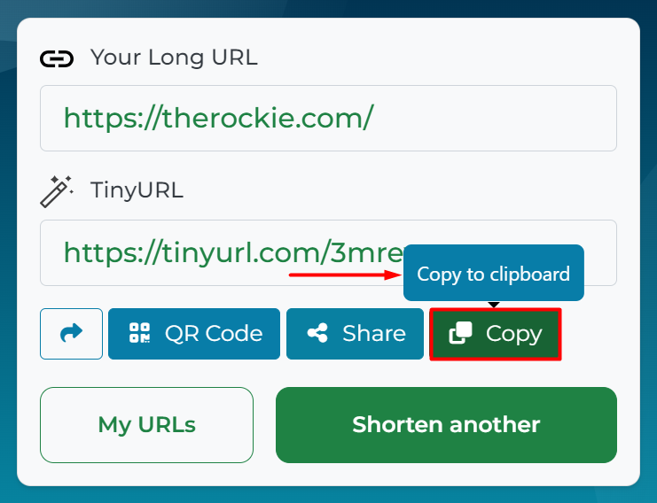 Copy the shortened link to clipboard
