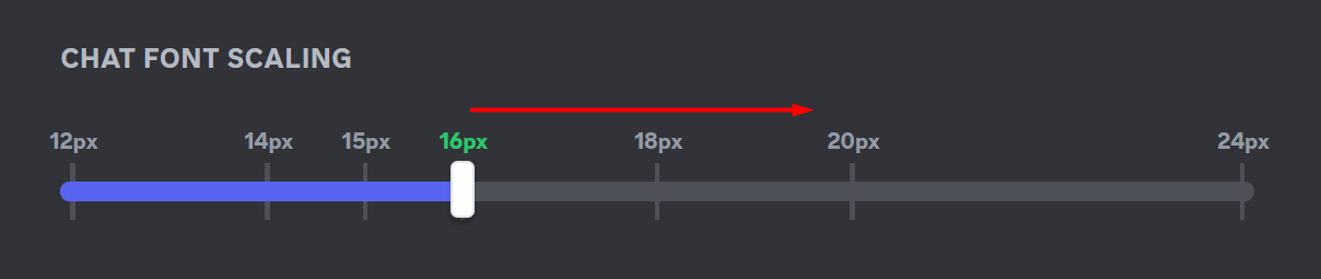 Drag the chat font scale in Discord
