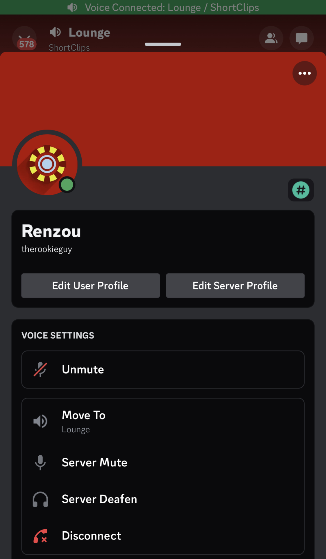 Select unmute option from discord mobile