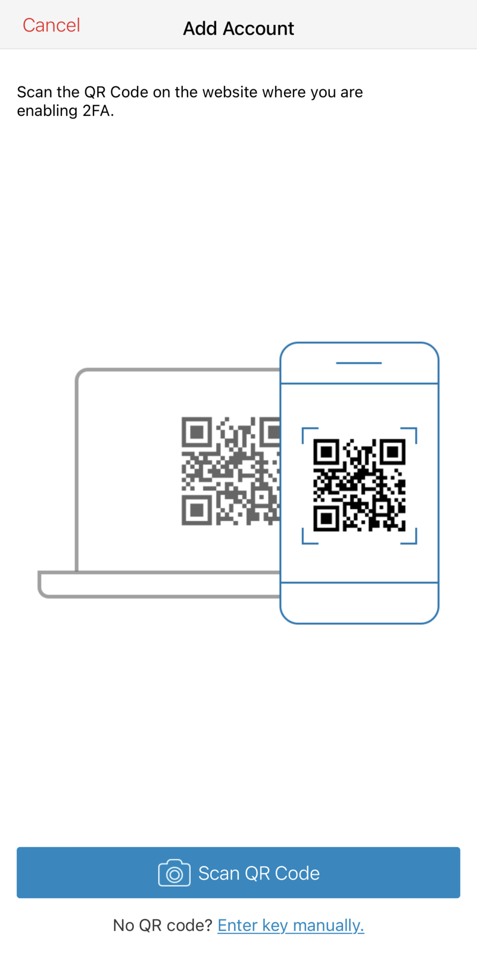 Tap on Scan QR code in Authy