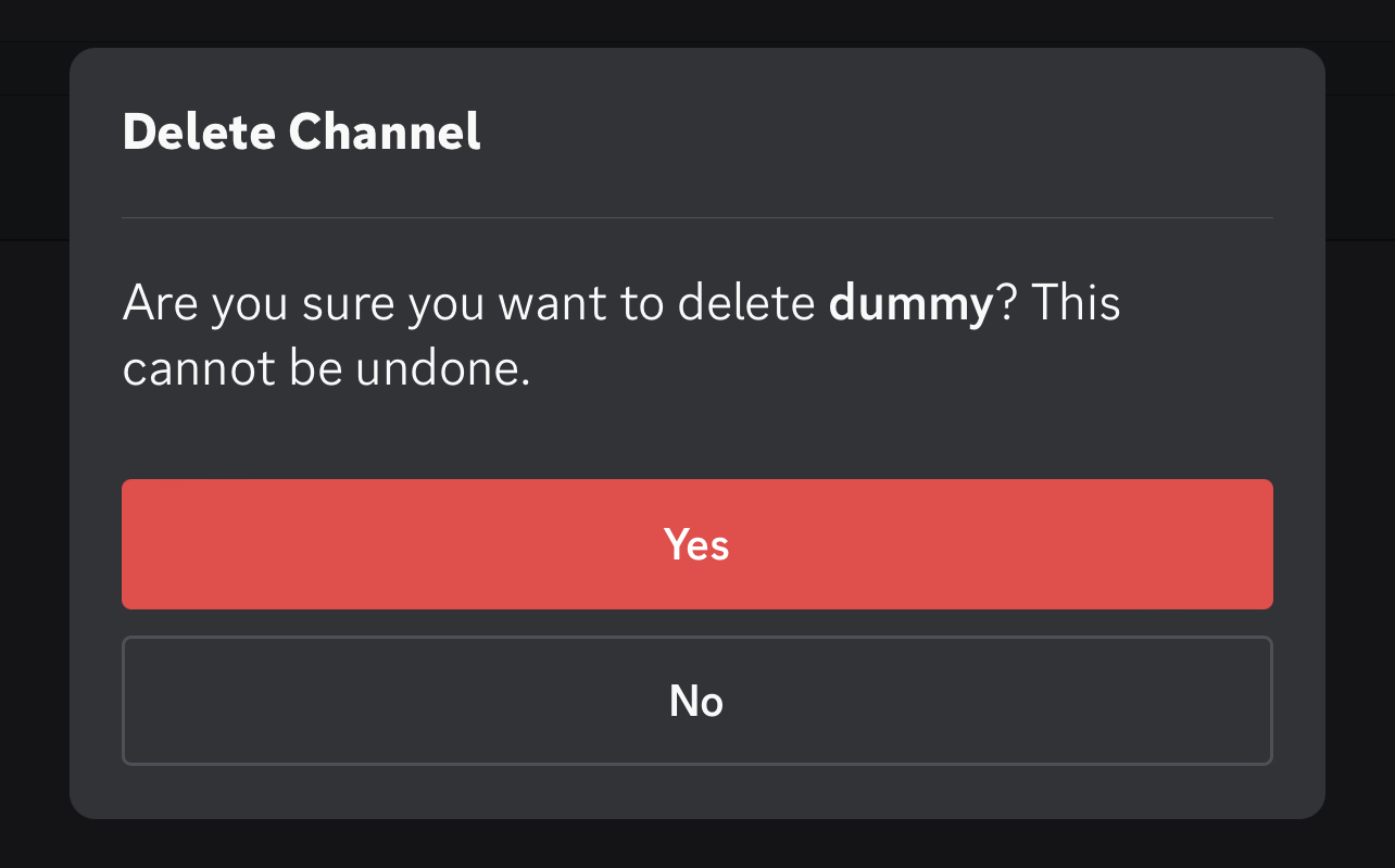Tap yes to delete category discord mobile