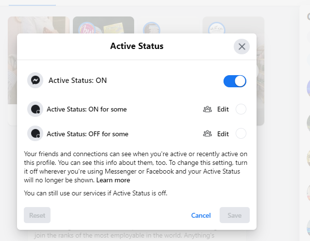 Turn off Active Status on Facebook