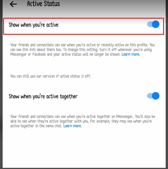 Turn off active status on Messenger