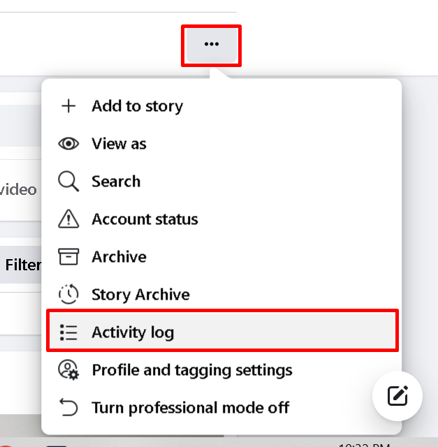 Three dots and click Activity Log