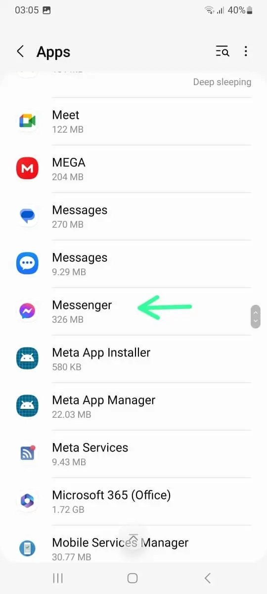Tap on Messenger App