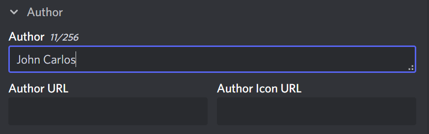 Author in Discohook Discord PC