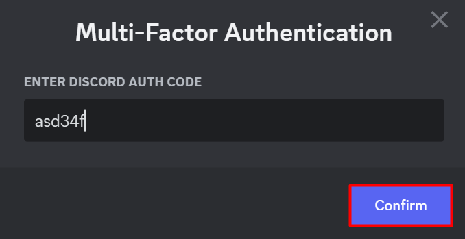 Click on Confirm in Discord PC