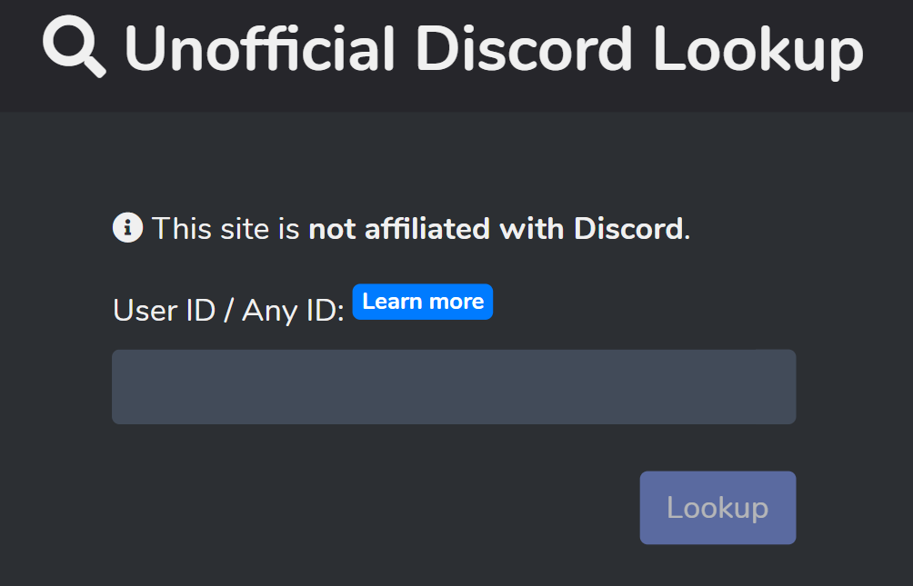 Discord Lookup Tool on Discord PC