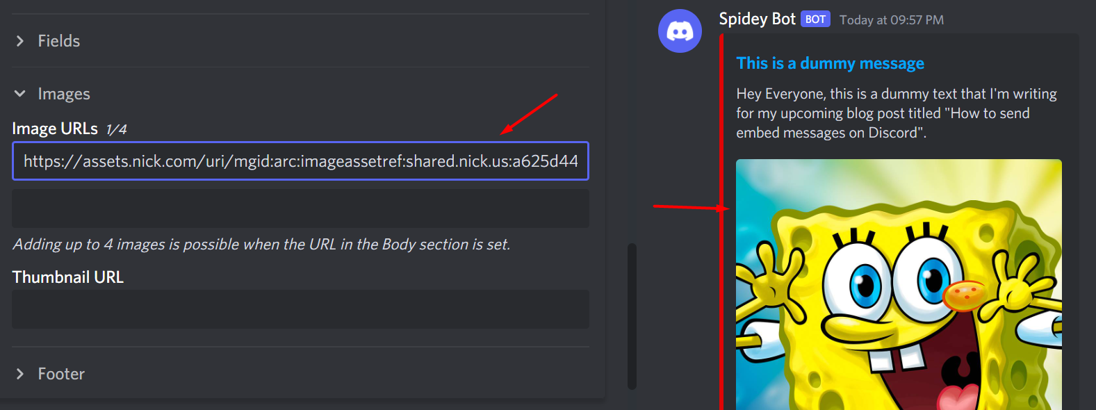 Image in embed message Discord PC
