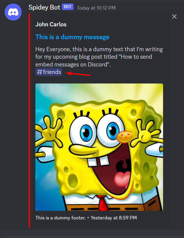 Mentioned channel appear in message Discord PC