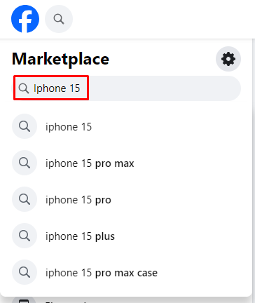 Search for your item on Facebook Marketplace