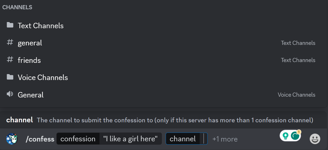 Select the channel where you want to send confession Discord